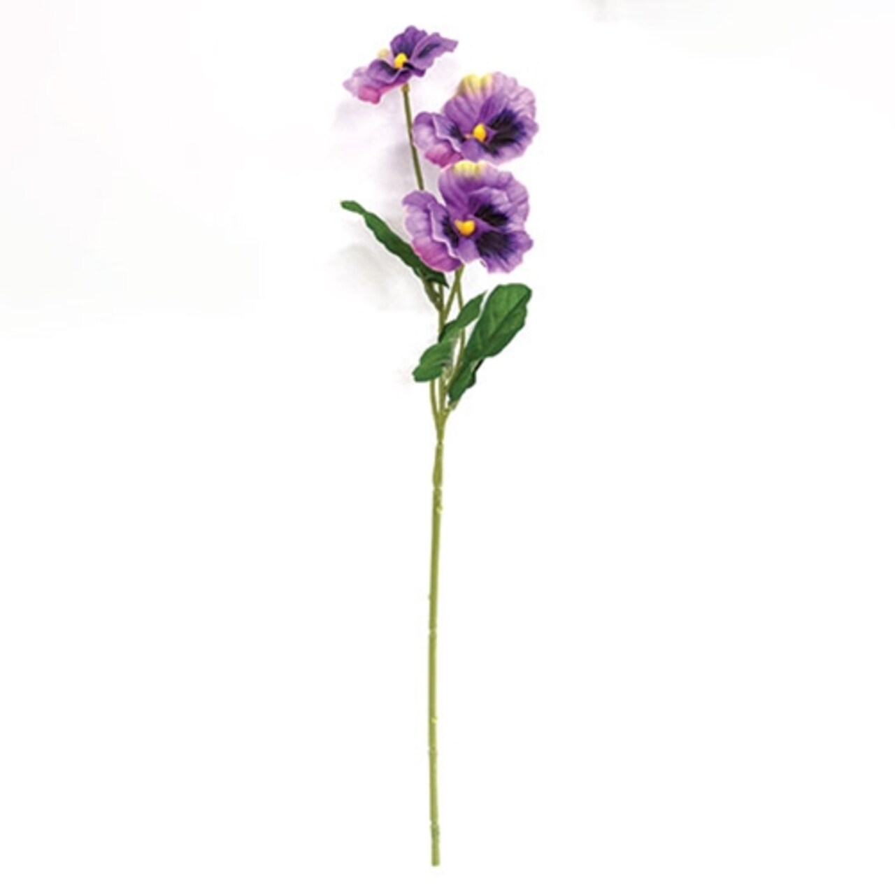 Artificial Pansy Flower Pick 14 Inch Purple - Green Stem Vase Filler Set of 4